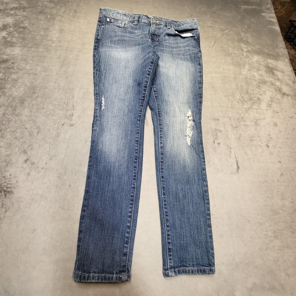 Gap Jeans Womens 4 Blue Skinny Roll Up Distressed Stretch Denim Mid Rise